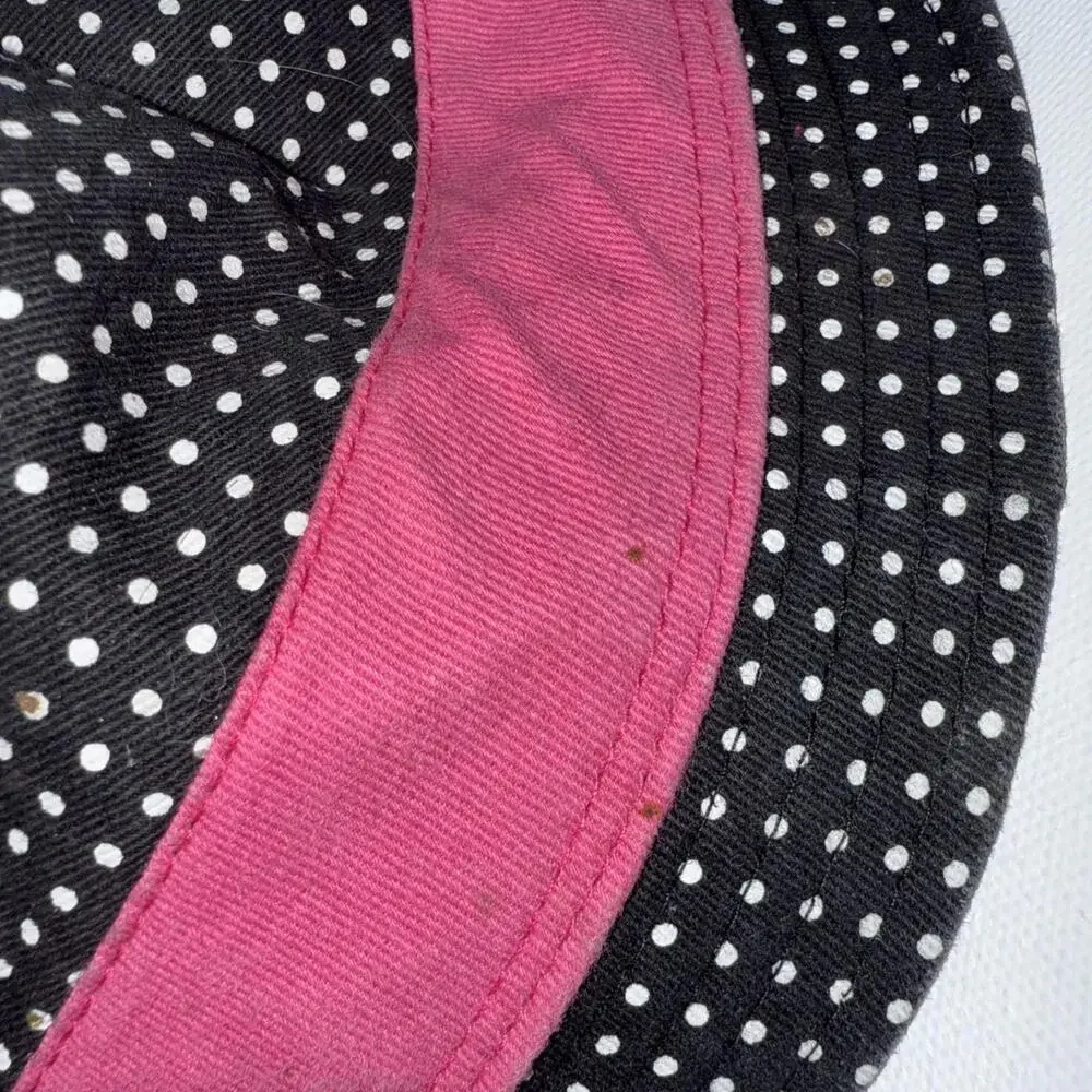 Hello Kitty Black Pink Y2K‎ Cat Cartoon Polka Dot Y2K Bucket Hat